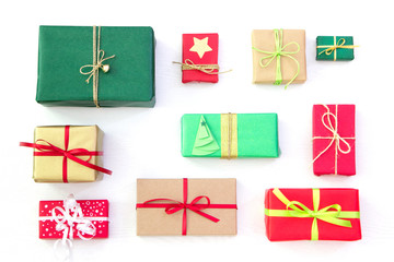 Weihnachten Flatlay mit Geschenken