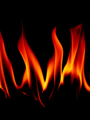 Fire flames on black background