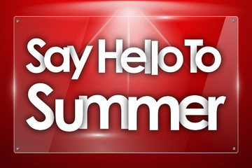 Say Hello To Summer word in colored rectangles background