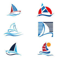 sailing boat logo vector image