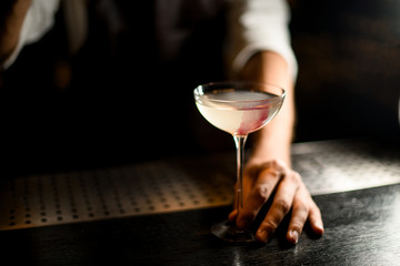 Close-up of the alcohol cocktail on the counter