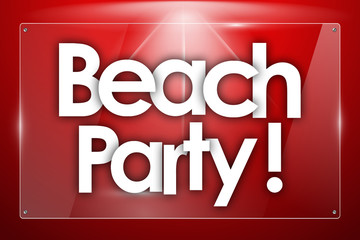 Beach Party word in colored rectangles background
