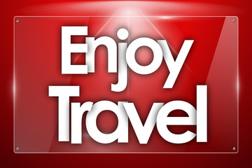 Enjoy Travel word in colored rectangles background