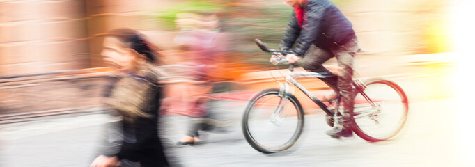 Cyclist on the city roadway