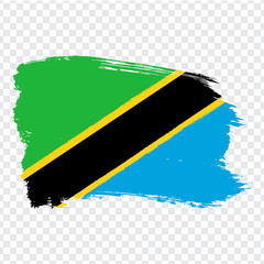 Flag Tanzania from brush strokes. Flag United Republic of Tanzania on transparent background for your web site design, logo, app, UI. Stock vector.  EPS10.
