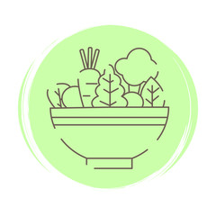 salad icon logo vector illustration on green circle with brush texture