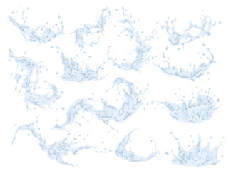 Water splash set isolated on transparent doodle set. Vector illustration design.