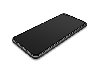All-screen black smartphone mockup isolated on white. 3D render