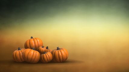Halloween Group of pumpkins growing from grass 4K Orange background 4k video