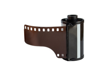 35 mm. camera film cartridge isolated on white