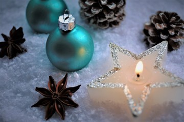 christmas decoration on red background
