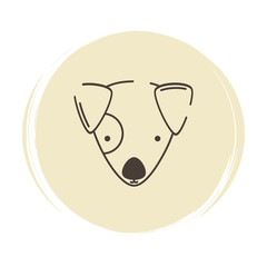dog icon logo. vector illustration on circle with brush texture 