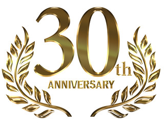 月桂樹モチーフのゴールドメタリックのアニバーサリーのロゴ＿5周年・月桂冠＿Metal texture golden 30th anniversary logo © globeds