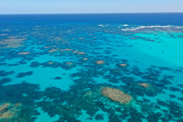 Coral Reef. Aerial photo of Ningaloo Reef in Australia. Shallow reefs are at risk from climate change 