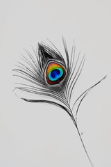 peacock feather isolated on white background