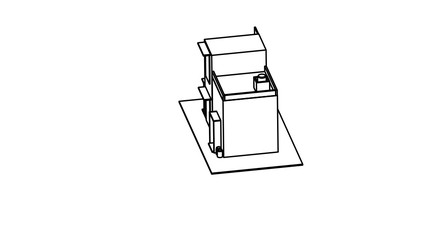 line art isometric icon of shop building
