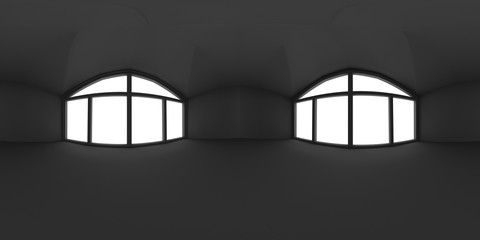 Full spherical 360 by 180 degrees seamless panorama in equirectangular equidistant projection, panorama in interior empty black room 3d render © nosorogua