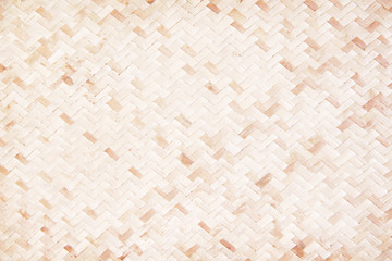 Bamboo woven wood mat  texture light brown in seamless hamper patterns for old background