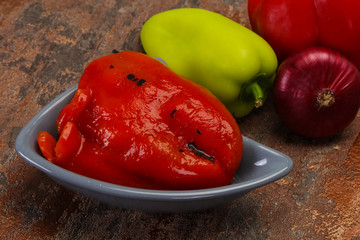 Marinated baked red bell pepper