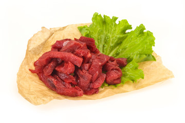 Raw beef meat sliced for cooking