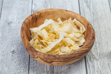 Coconut dry chips in the bowl