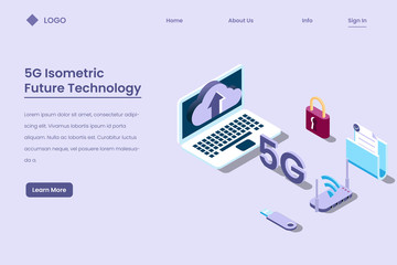 5g wireless network for telecommunication industries and data in isometric illustration style