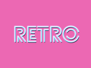 Neon text Retro on pink background