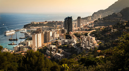Obraz premium City of Monaco Skyline, Côte d'Azur, sea, glamour
