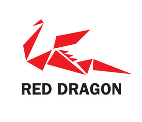 Logo red dragon. Stylized geometric pattern of triangles. Vector minimalistic graphics