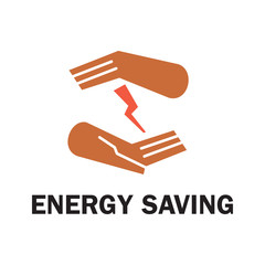 Logo save energy. Stylized hands protect the zipper. Vector graphics