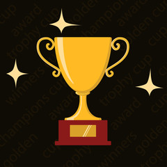 Award icons. Web site. Trophy cup on dark background