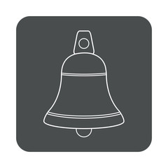 Icono plano lineal campana en cuadrado color gris