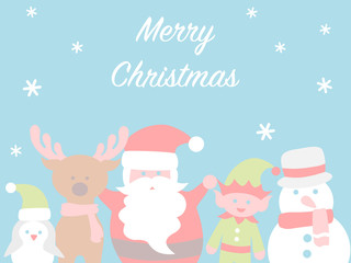 Obraz na płótnie Canvas Christmas card with Santa and friends.