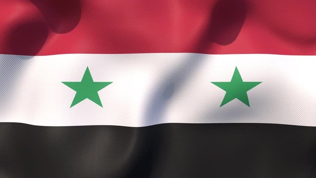 Animation of the Flag of Syria with a Nylon Texture waving in the Wind