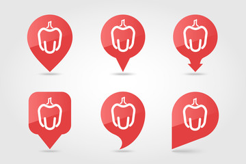 Pepper flat pin map icon. Vegetable vector
