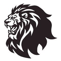 Lion Head Roaring Logo Mascot Vector Cartoon Design