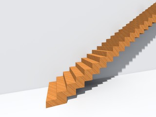 Conceptual stair on wall background building or architecture as metaphor to business success, growth, progress or achievement. 3D illustration of creative steps riseing up to the top as vision design
