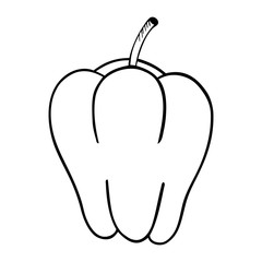 Black and white vector illustration of bell pepper