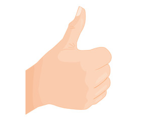 Hand showing symbol Like. Making thumb up gesture. black illustration isolated on a white background.