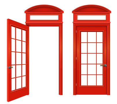 Red English telephone booth set