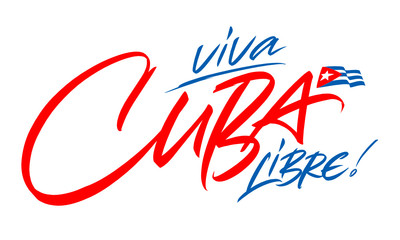 Cuba lettering design for t-shirt, mug, poster. Vector hand drawn inscription. Viva Cuba Libre. Apparel Print.