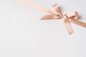top view of pink bow isolated on white background