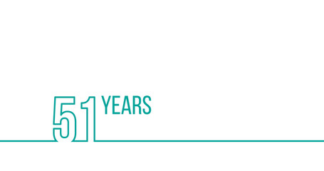 51 years anniversary or birthday. Linear outline graphics. Can be used for printing materials, brouchures, covers, reports. Stock Vector illustration isolated on white background