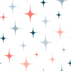 Seamless pattern with hand drawn star burst