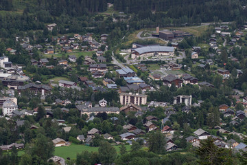 Fototapeta na wymiar Chamonix Village top view, France
