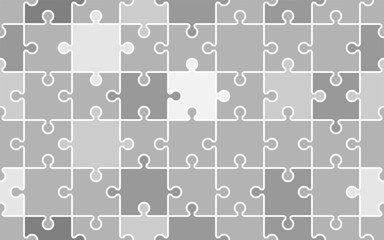 Vector Seamless Puzzle Pattern isolated on white transparent background. Jigsaw endless gray color pattern. Perfect illustration for your background.