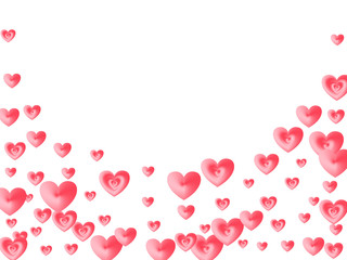 Red heart shapes graphic design. Romantic emotions vector symbols. Modern gift wrapping decoration elements. Love concept hearts flying beautiful wallpaper pattern.