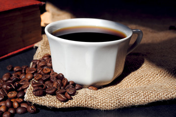 coffee beans, cup of coffee, morning