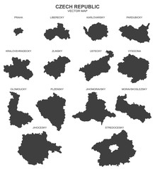 political map of Czech Republic on white background