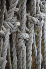 Fototapeta na wymiar rope on deck of ship